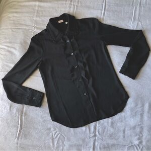 Aritzia Sunday Best Black Ruffle Shirt